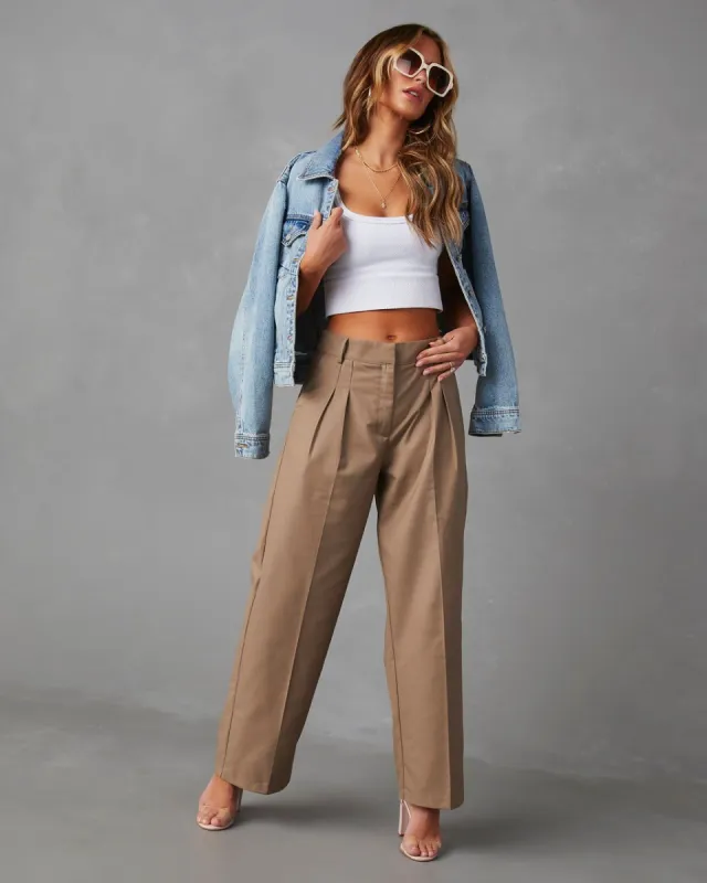 Diani Pleated Wide Leg Trouser Pants - Mocha - SALE sold by Vici