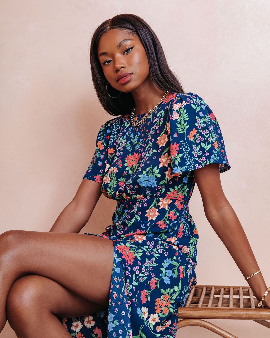 Pipper Floral Front Slit Midi Dress - FINAL SALE sold by Vici product image thumbnail 7