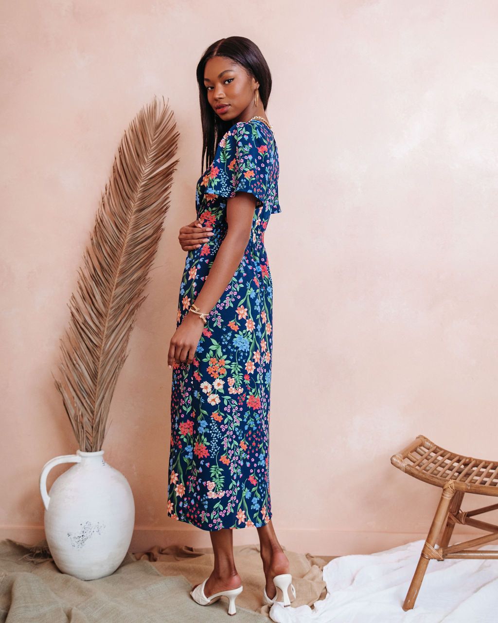 Pipper Floral Front Slit Midi Dress - FINAL SALE sold by Vici product image thumbnail 4