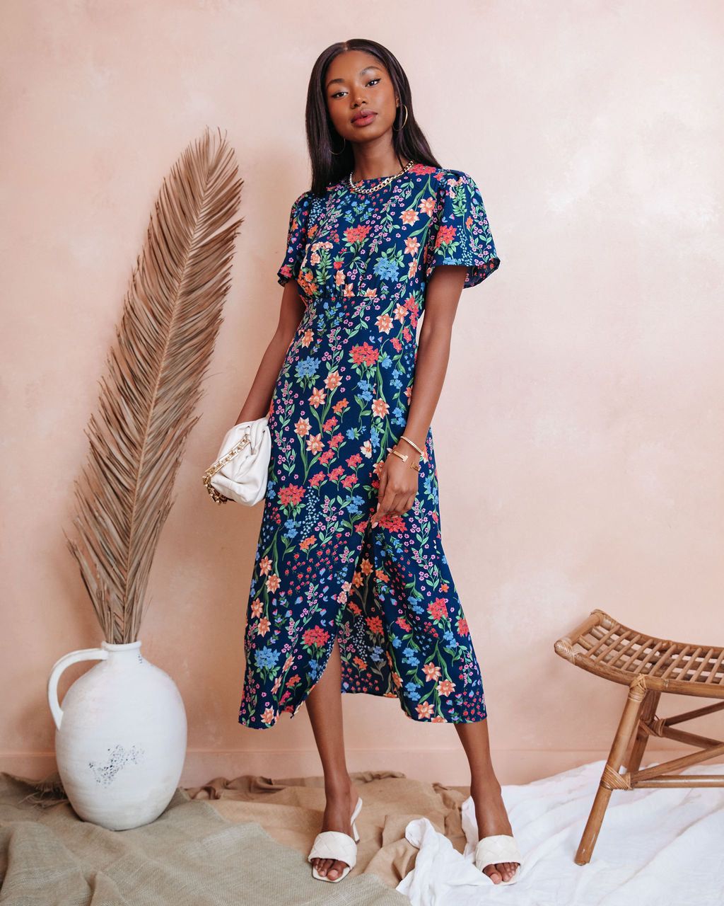 Pipper Floral Front Slit Midi Dress - FINAL SALE sold by Vici product image thumbnail 3