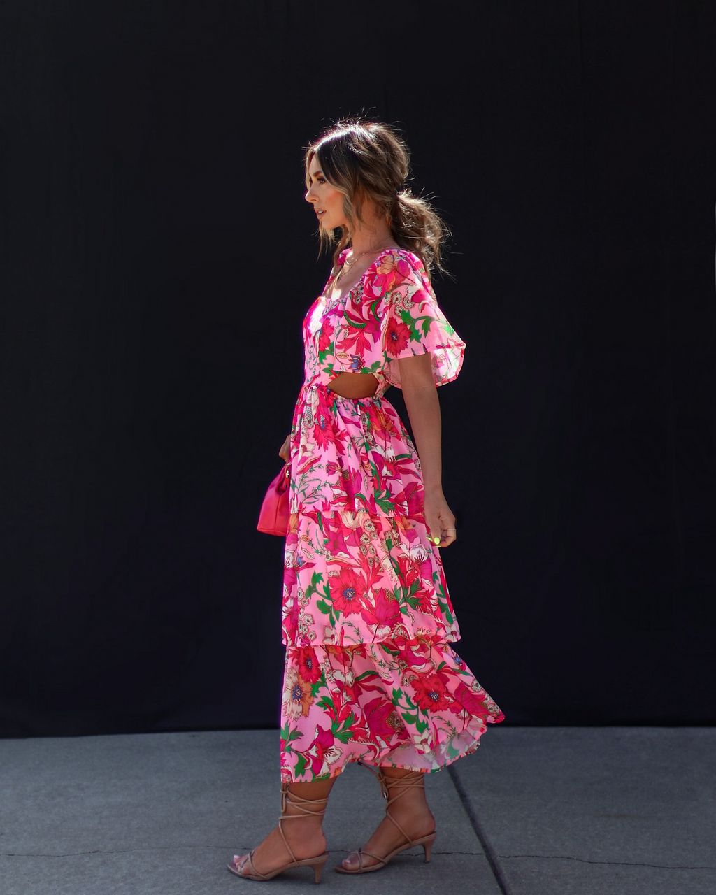 Millie Floral Tiered Cutout Midi Dress - FINAL SALE sold by Vici product image thumbnail 4