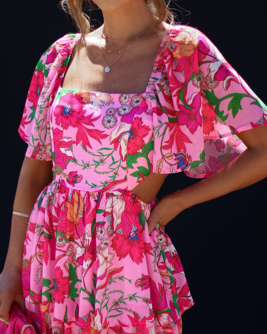Millie Floral Tiered Cutout Midi Dress - FINAL SALE sold by Vici product image thumbnail 3