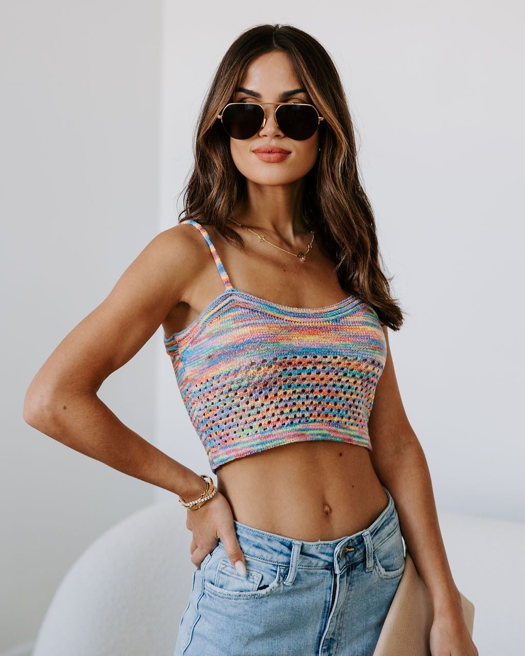 Shady Waves Knit Crop Top sold by Vici product image thumbnail 5