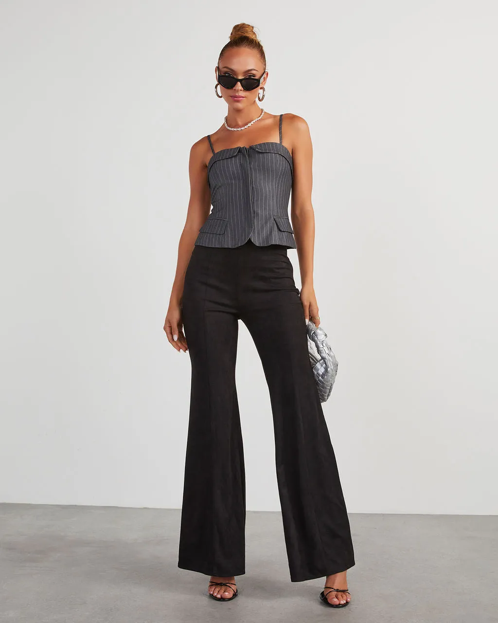 Annie Pinstripe Button Front Bustier Top sold by Vici product image thumbnail 2