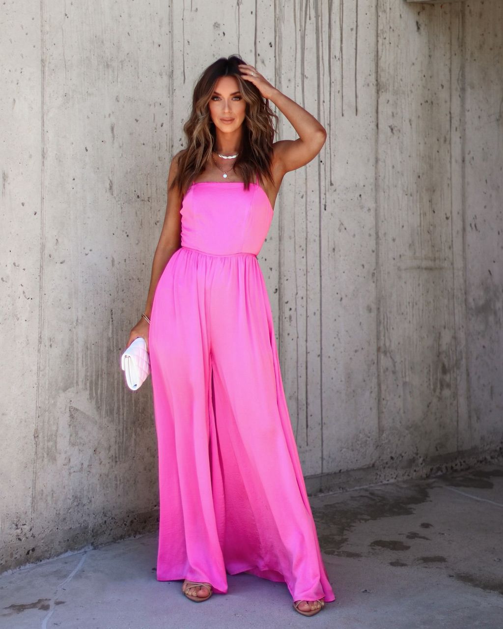 Picture Perfect Satin Wide Leg Jumpsuit - Pink - FINAL SALE sold by Vici product image thumbnail 3