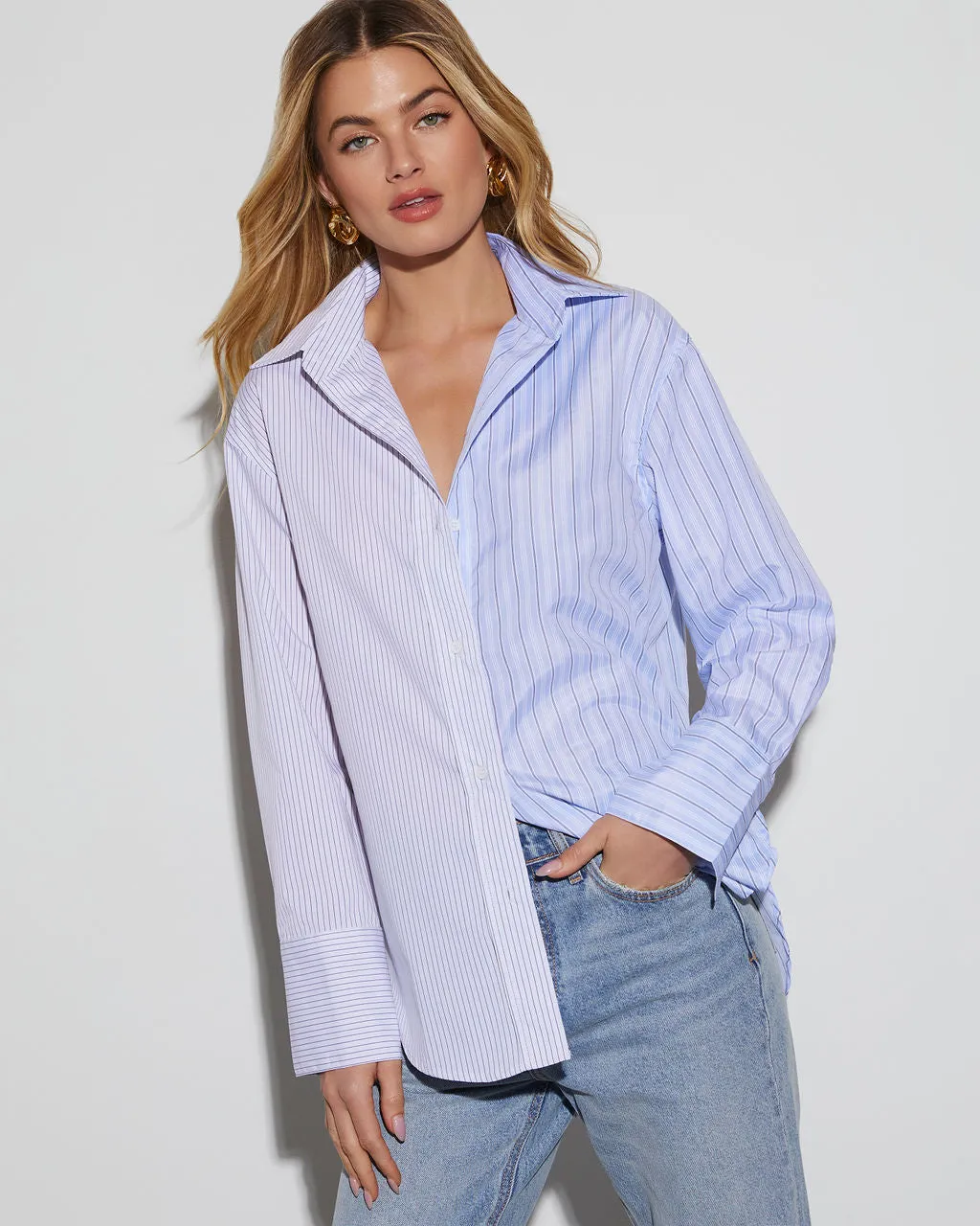 Jennifer Colorblock Button Down Top sold by Vici product image thumbnail 2