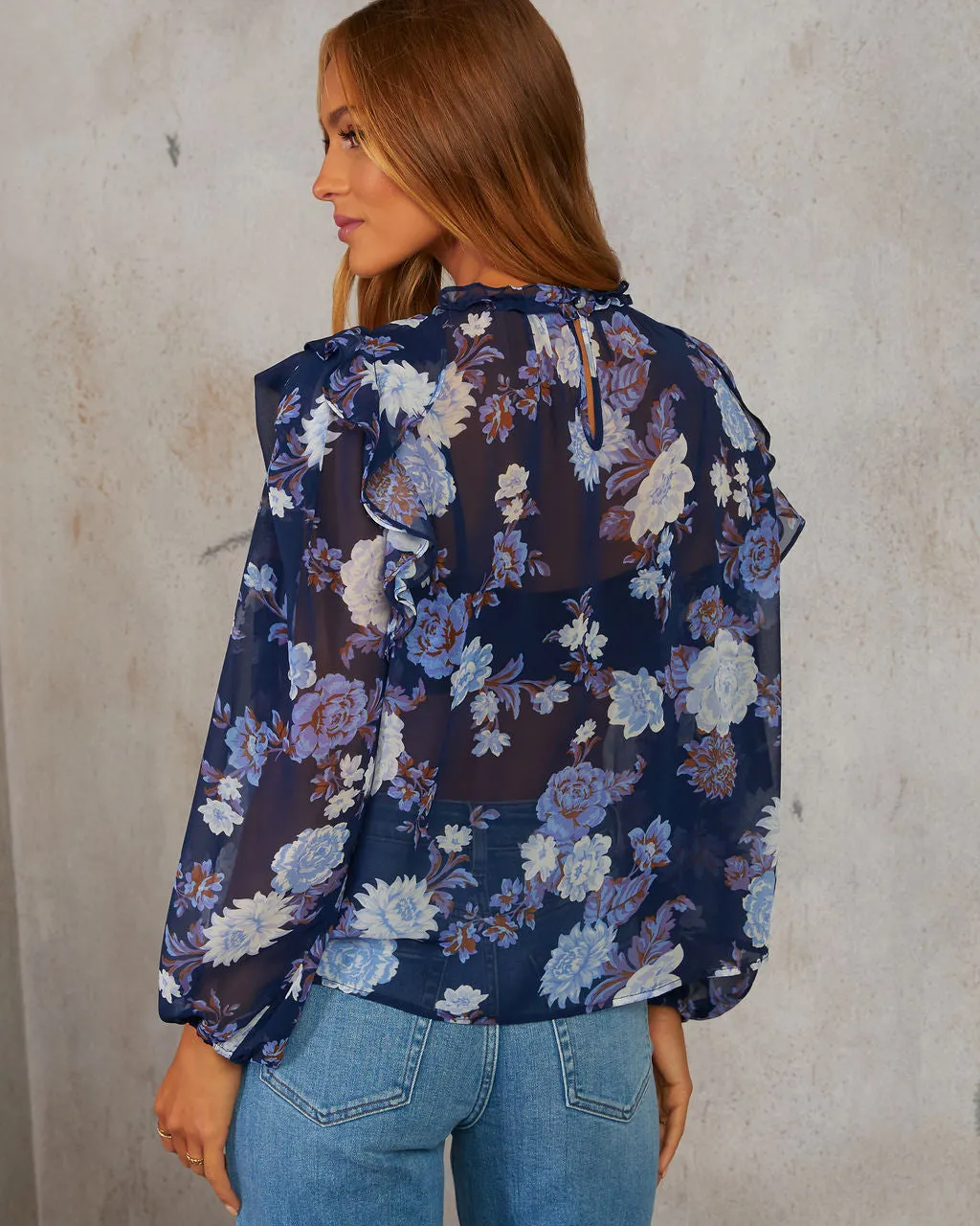 Midnight Sway Long Sleeve Ruffle Blouse sold by Vici product image thumbnail 4