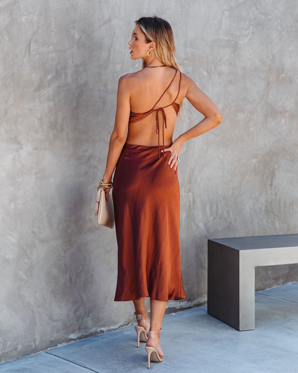 Amused Satin Cutout Midi Dress sold by Vici product image thumbnail 2