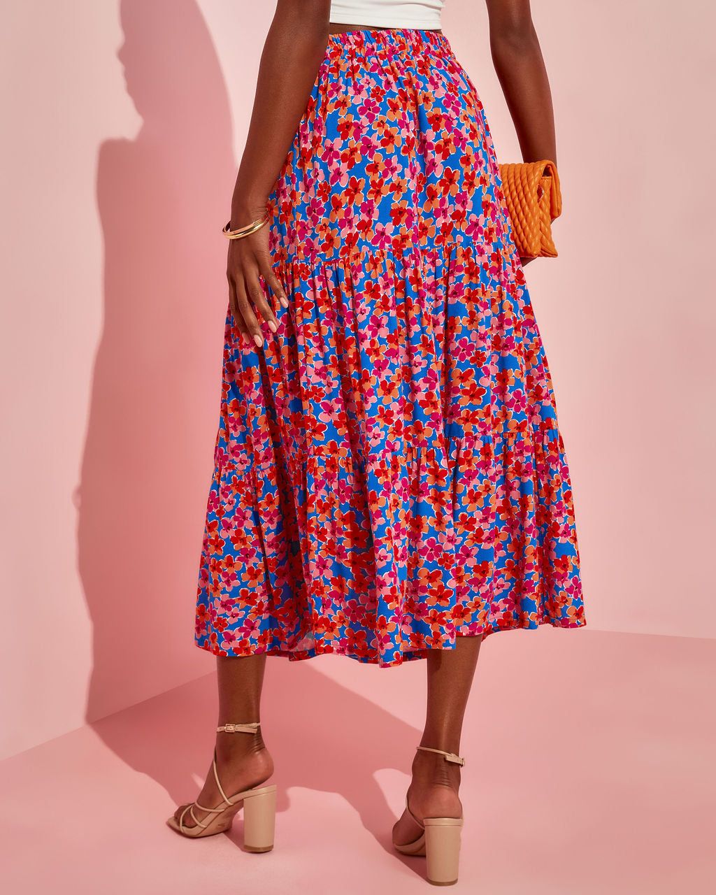 Blooming Poppy Tiered Midi Skirt - FINAL SALE sold by Vici product image thumbnail 2