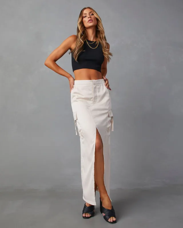 Kelly Cargo Slit Front Midi Skirt sold by Vici