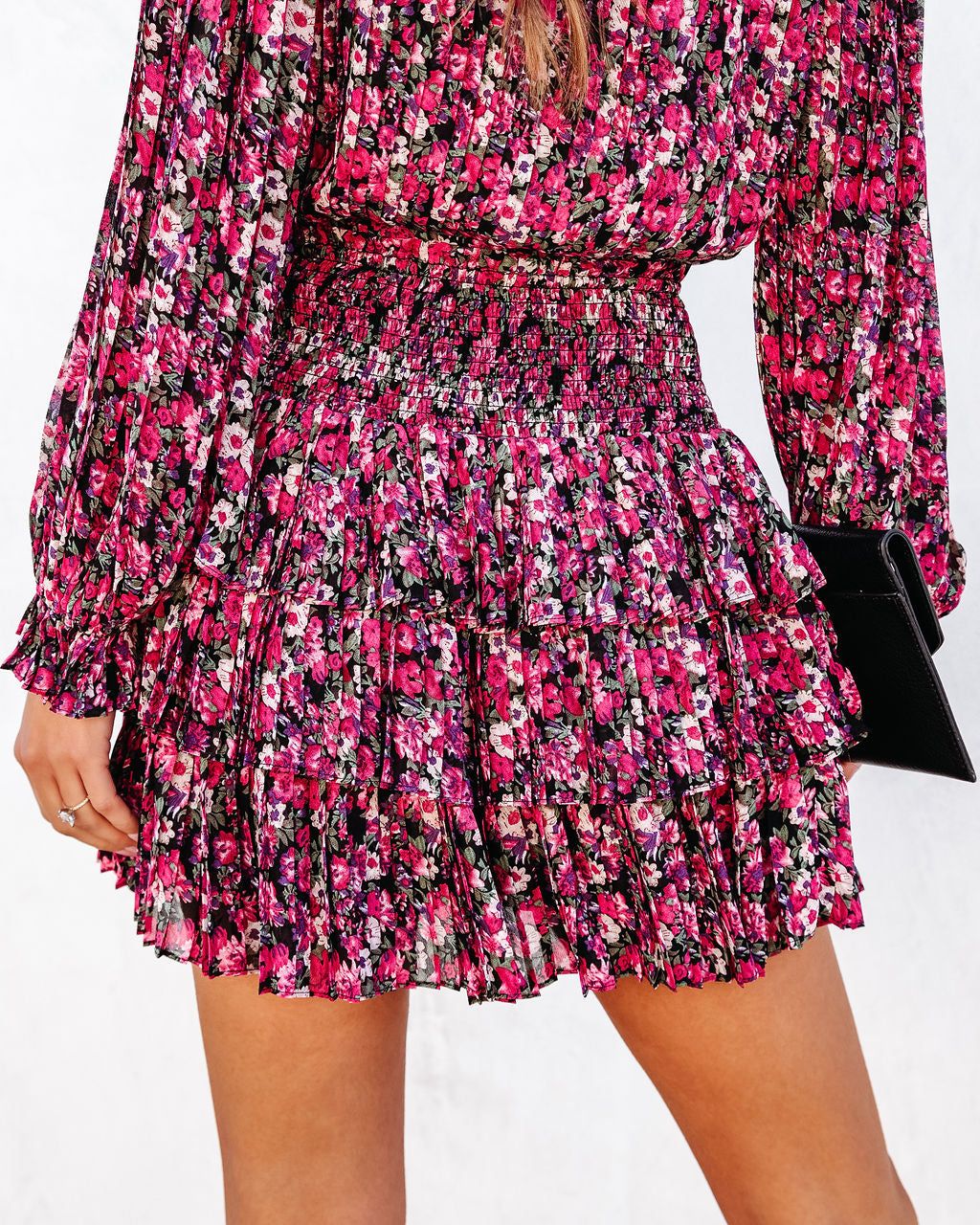 Evangeline Floral Pleated Tiered Mini Skirt sold by Vici product image thumbnail 4