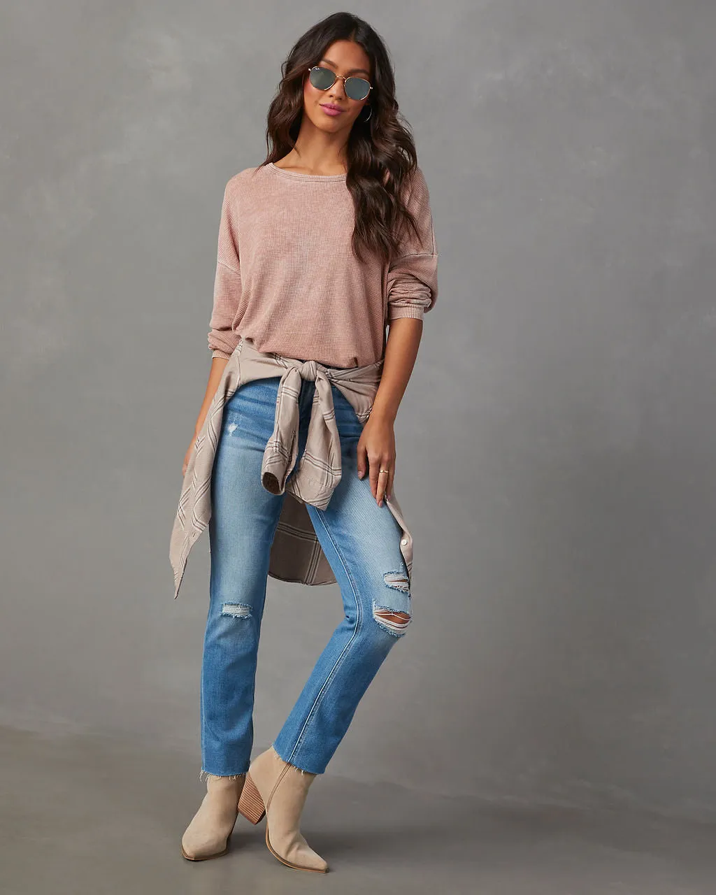 Tahoe Bound Waffle Knit Long Sleeve Top sold by Vici product image thumbnail 2