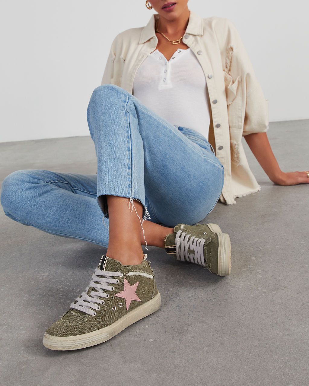 Paula High Top Canvas Sneakers - Olive sold by Vici product image thumbnail 3