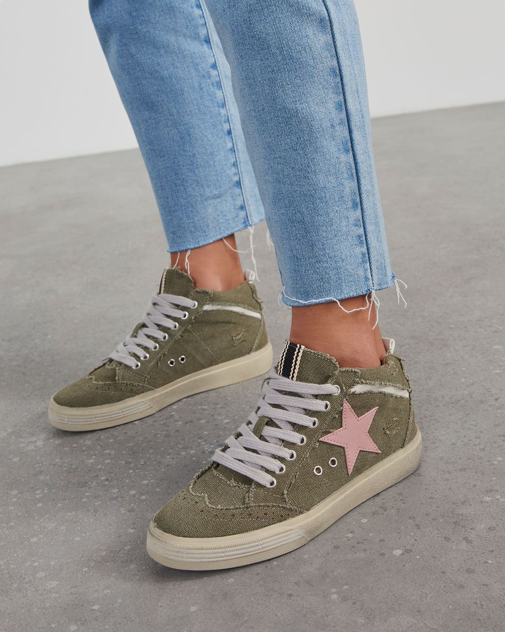 Paula High Top Canvas Sneakers - Olive sold by Vici product image thumbnail 5