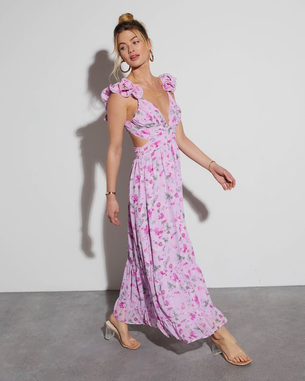 Polly V-Neck Floral Ruffle Maxi Dress sold by Vici product image thumbnail 5