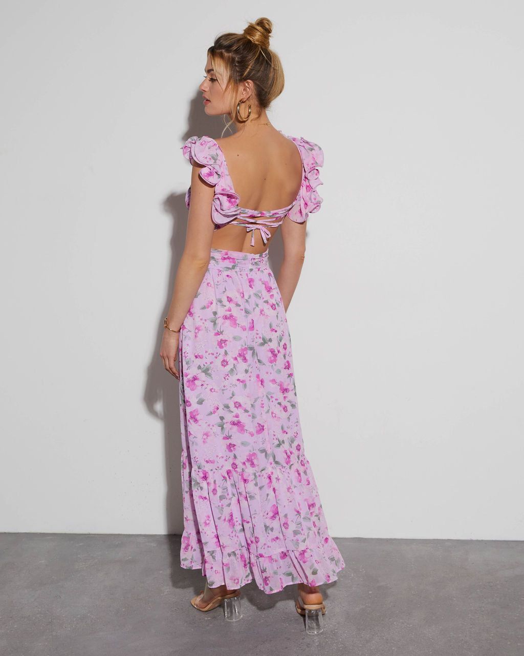 Polly V-Neck Floral Ruffle Maxi Dress sold by Vici product image thumbnail 4