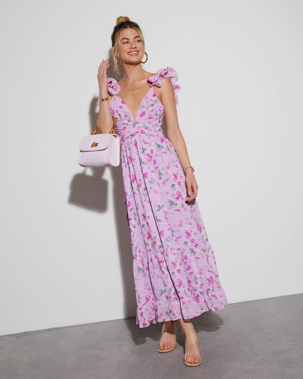 Polly V-Neck Floral Ruffle Maxi Dress sold by Vici product image thumbnail 2