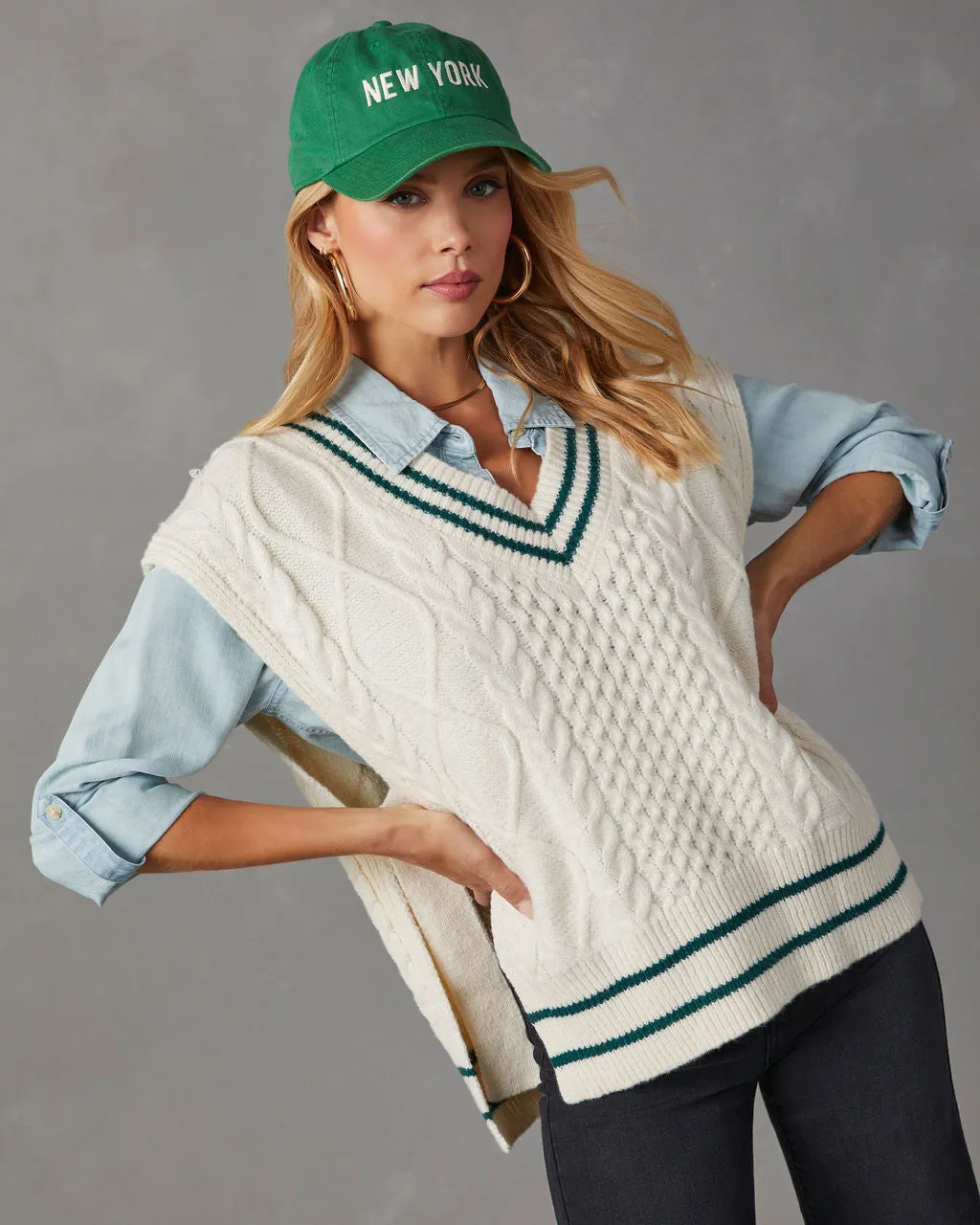 Callahan Cable Knit Sweater Vest sold by Vici product image thumbnail 2