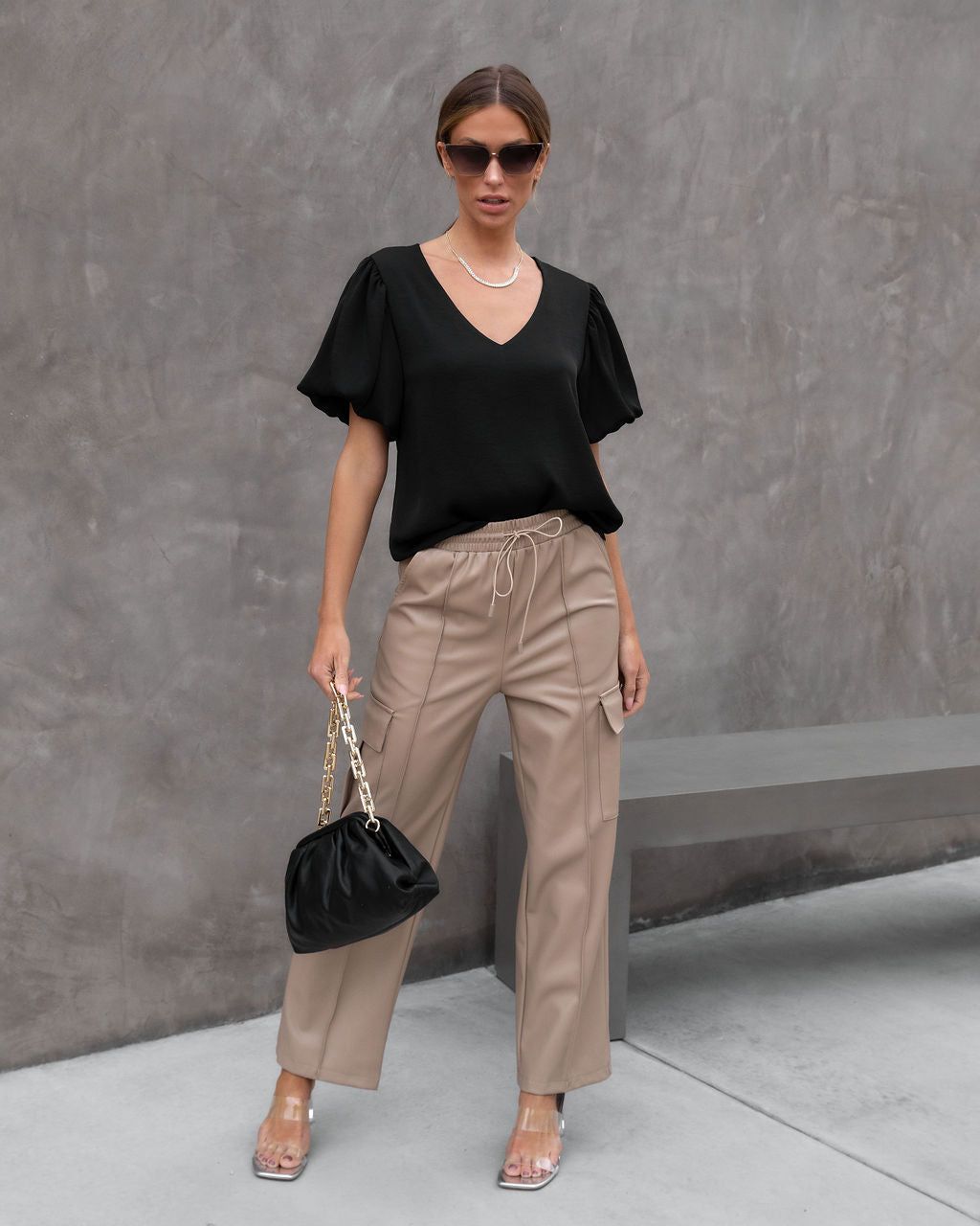 Just My Vibe Bubble Hem Sleeve Top sold by Vici