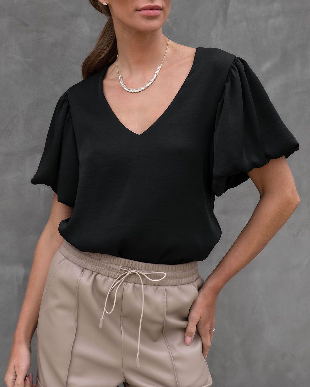 Just My Vibe Bubble Hem Sleeve Top sold by Vici product image thumbnail 3