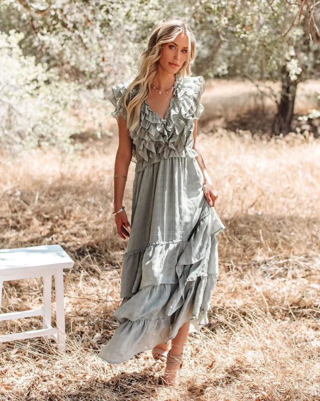 Bodhi Tiered Ruffle Maxi Dress - Sage - FINAL SALE sold by Vici