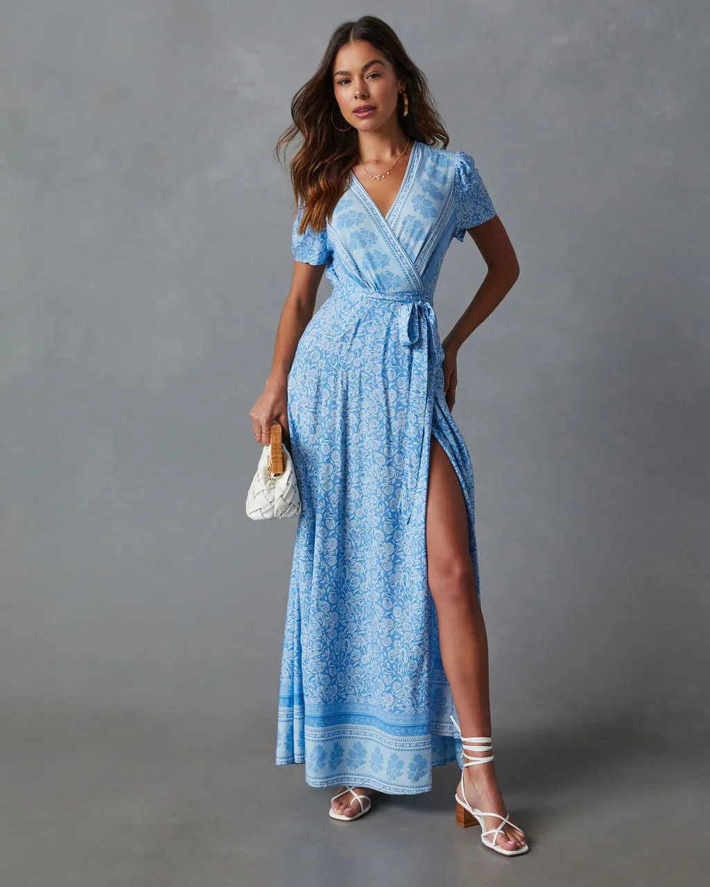 Mae Printed Short Sleeve Wrap Maxi Dress sold by Vici product image thumbnail 3
