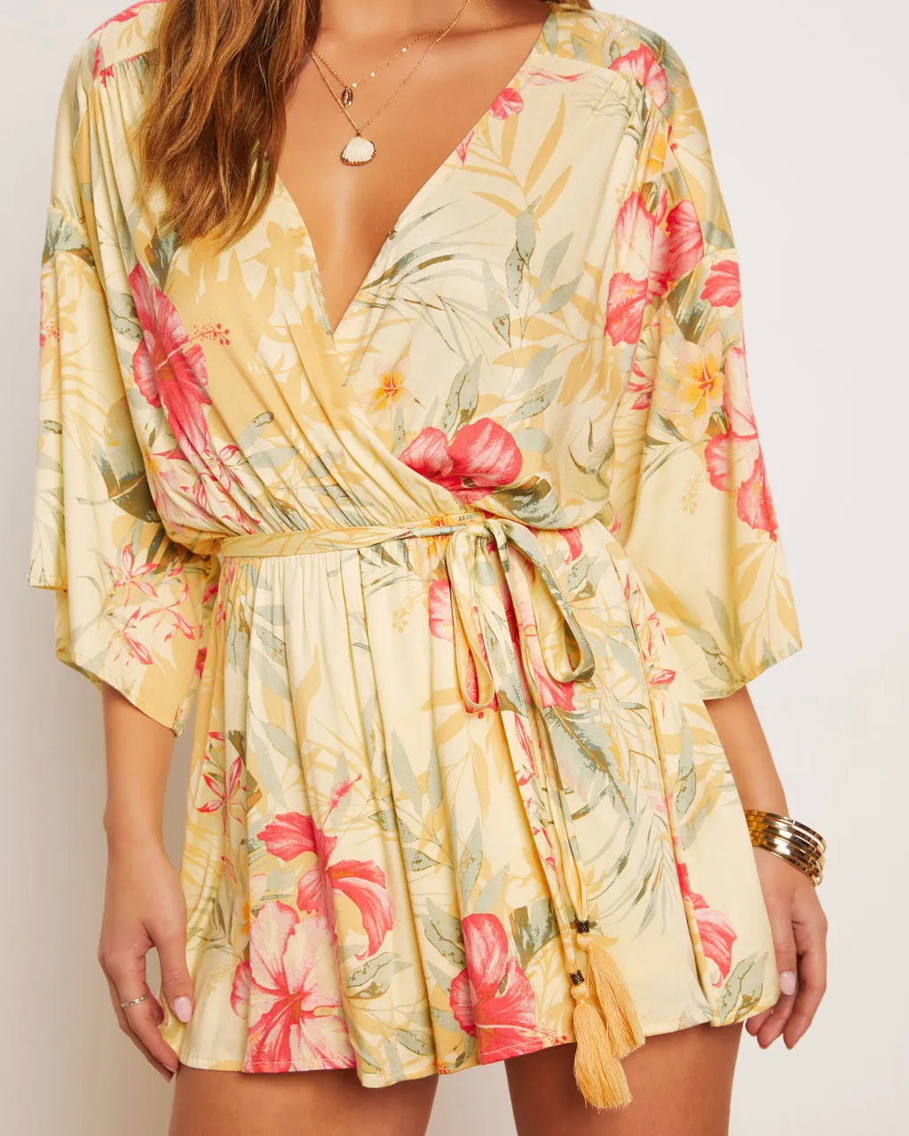 Jaime Tie Waist Kimono Romper sold by Vici product image thumbnail 3