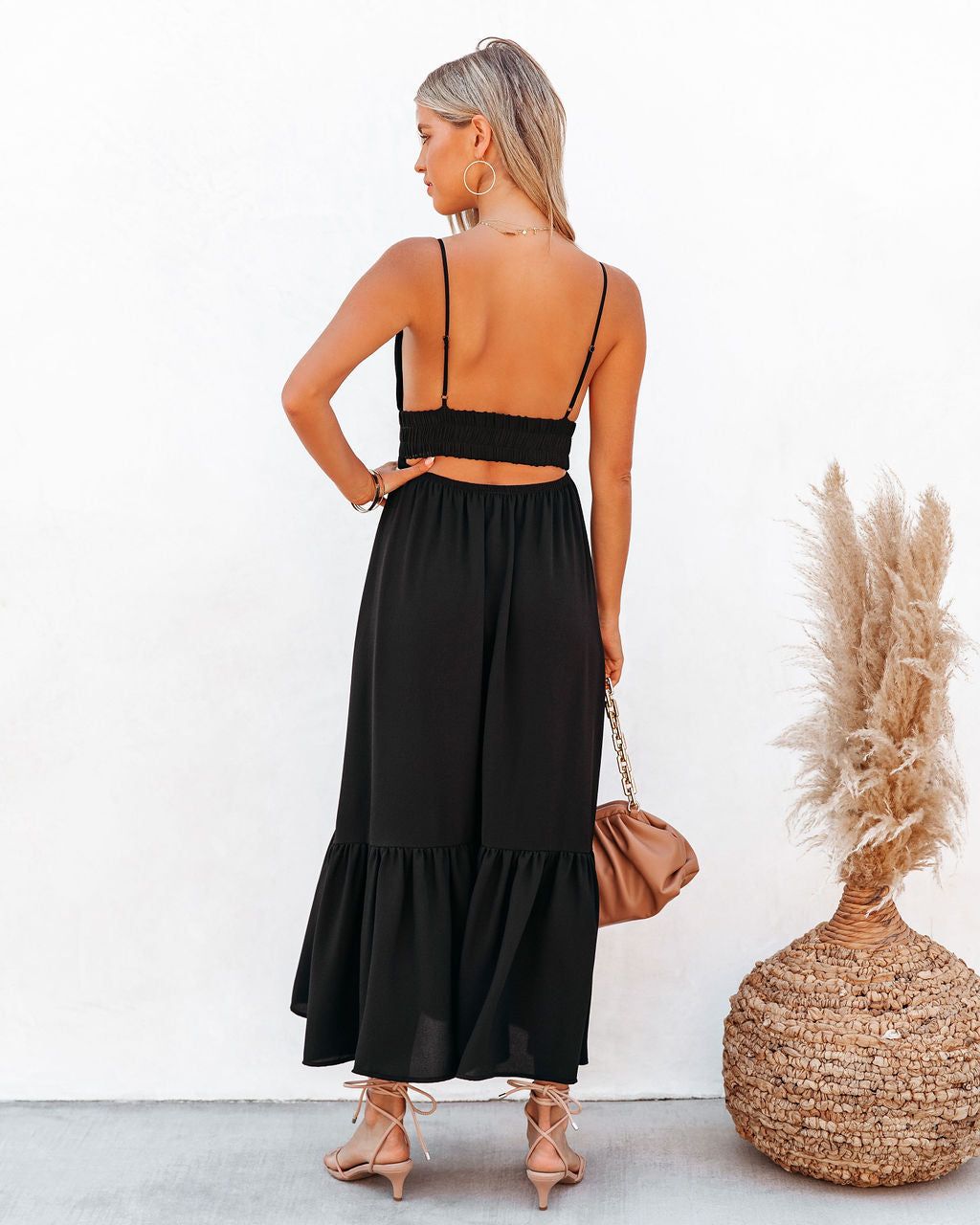 Kept Close Smocked Maxi Dress - Black - FINAL SALE sold by Vici product image thumbnail 2