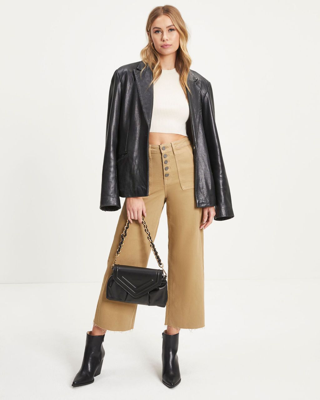 Layton High Rise Stretch Wide Leg Crop Jeans sold by Vici product image thumbnail 3