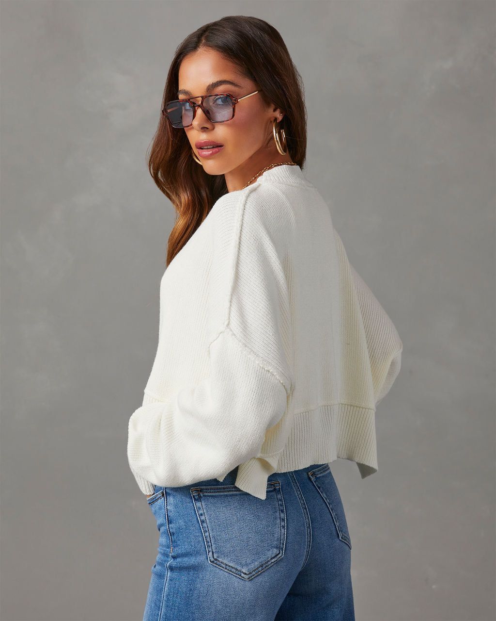 Girls Day Out Cropped Pullover Sweater - Ivory sold by Vici product image thumbnail 4