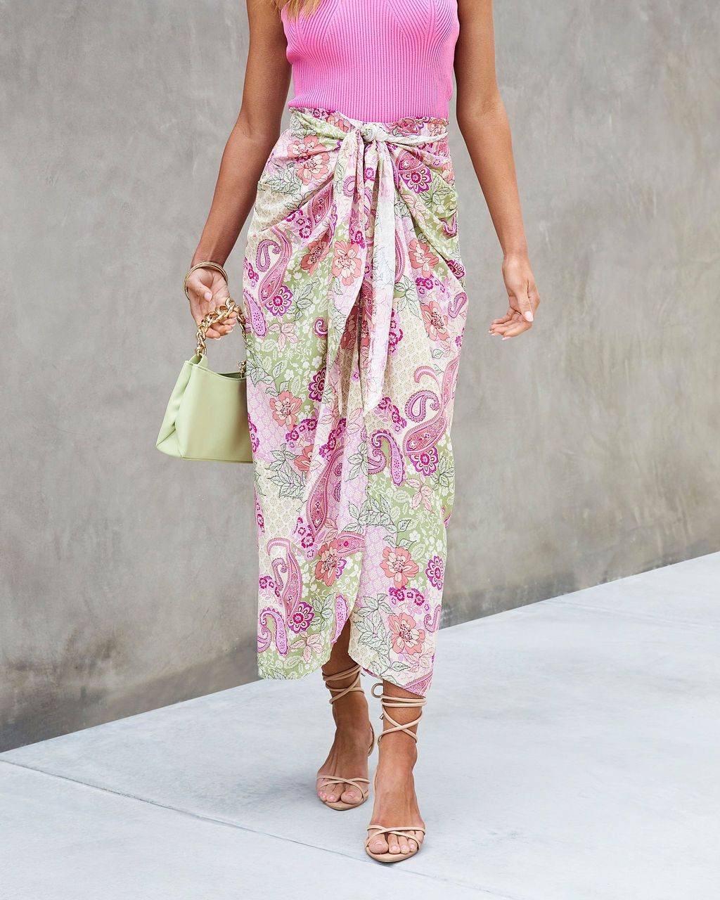 Meralda Printed Sarong Midi Skirt sold by Vici