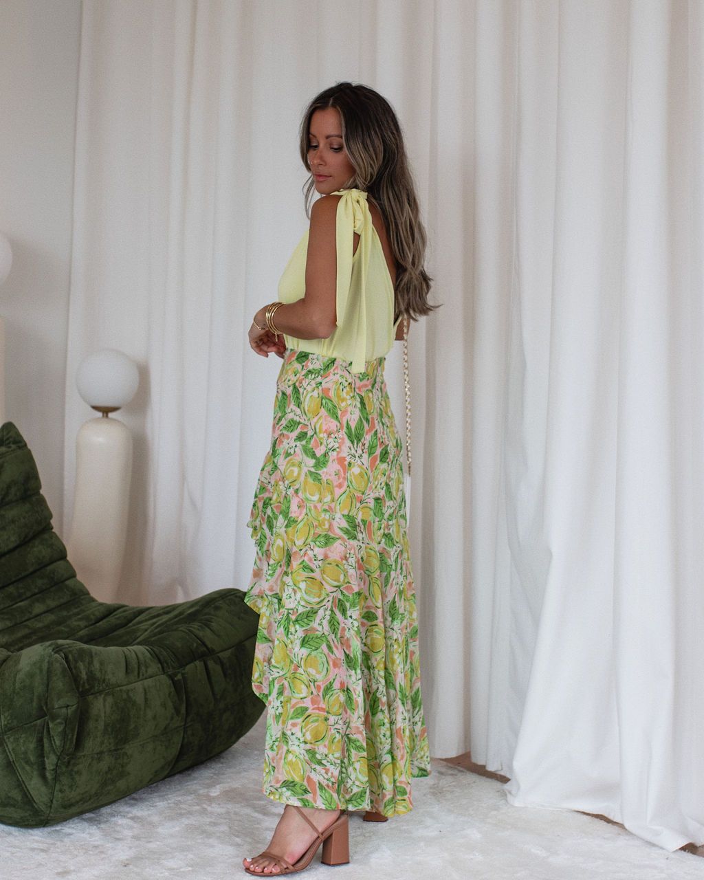 Positano Bloom Chiffon Midi Skirt - FINAL SALE sold by Vici product image thumbnail 6