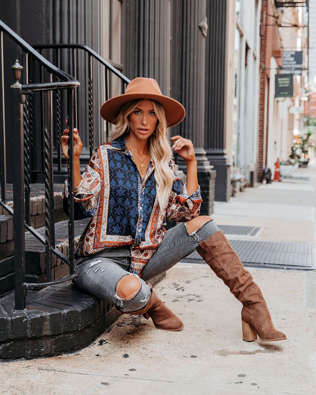 Acorn Printed Button Down Blouse - FINAL SALE sold by Vici product image thumbnail 3