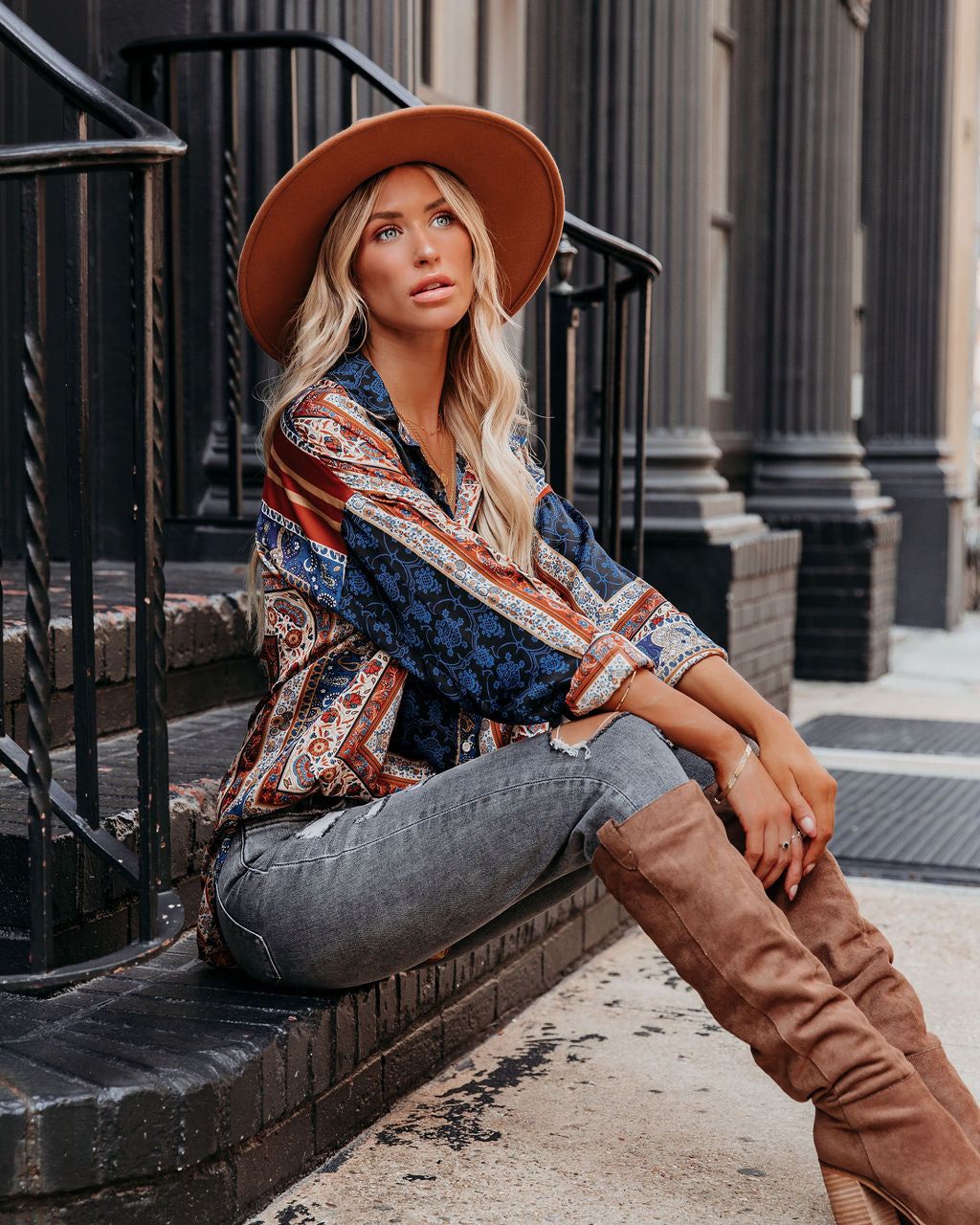 Acorn Printed Button Down Blouse - FINAL SALE sold by Vici product image thumbnail 6