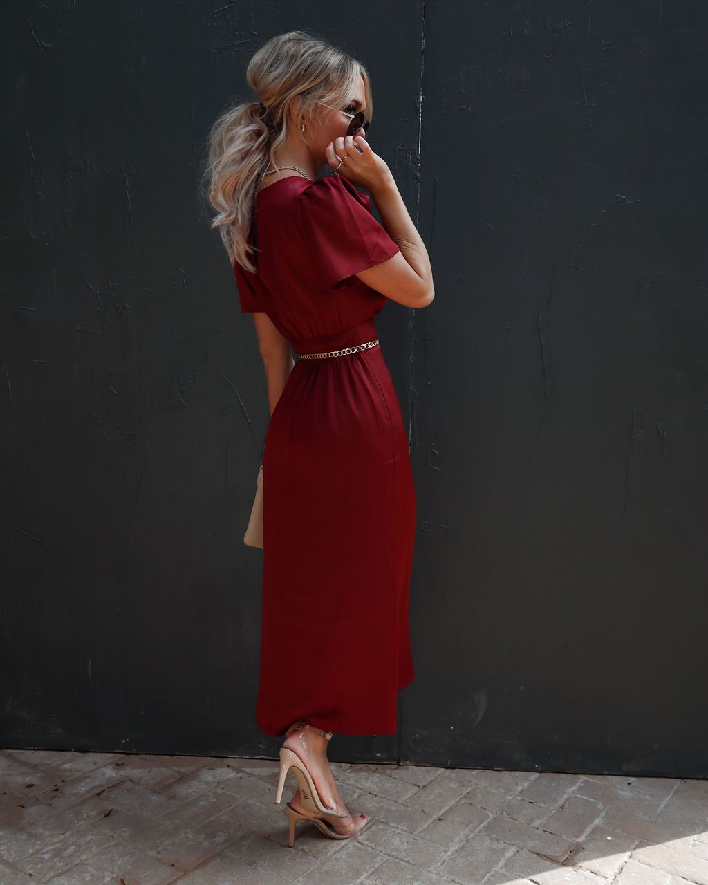 Anngie Satin Slit Midi Dress sold by Vici product image thumbnail 3