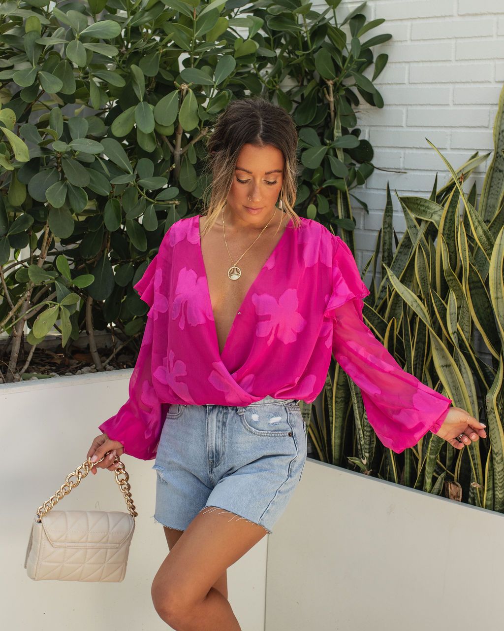Tailynn Floral Ruffle Bodysuit sold by Vici