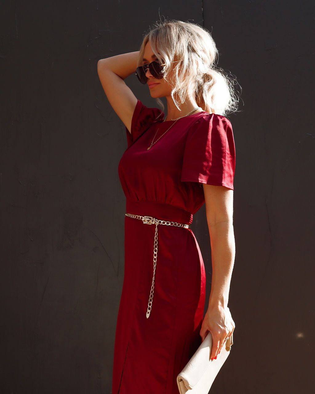 Anngie Satin Slit Midi Dress sold by Vici product image thumbnail 4