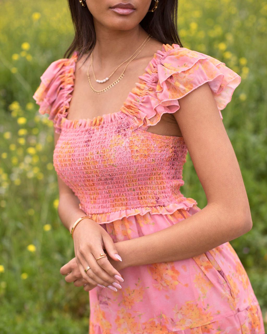 Florencia Floral Smocked Tiered Maxi Dress - FINAL SALE sold by Vici product image thumbnail 2