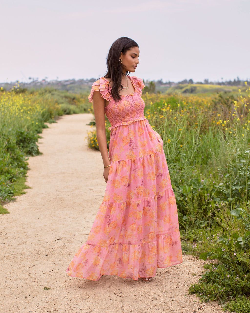 Florencia Floral Smocked Tiered Maxi Dress - FINAL SALE sold by Vici