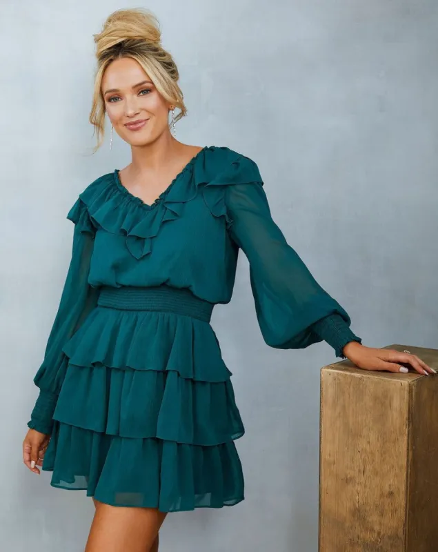 Rachel Tiered Ruffle Mini Dress sold by Vici
