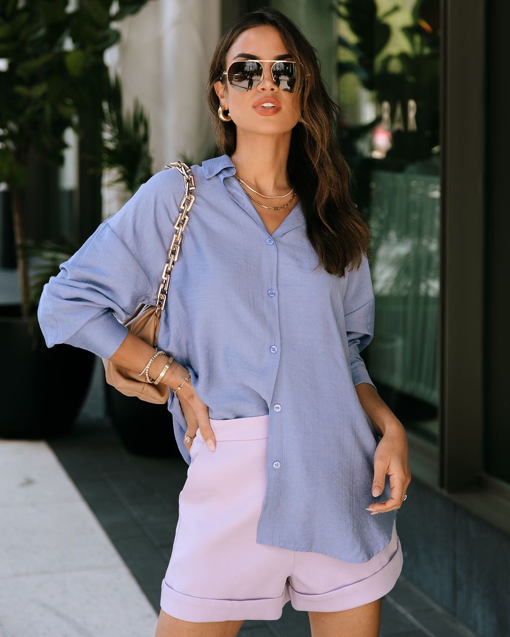 Yves Button Down Top - Periwinkle - FINAL SALE sold by Vici product image thumbnail 7