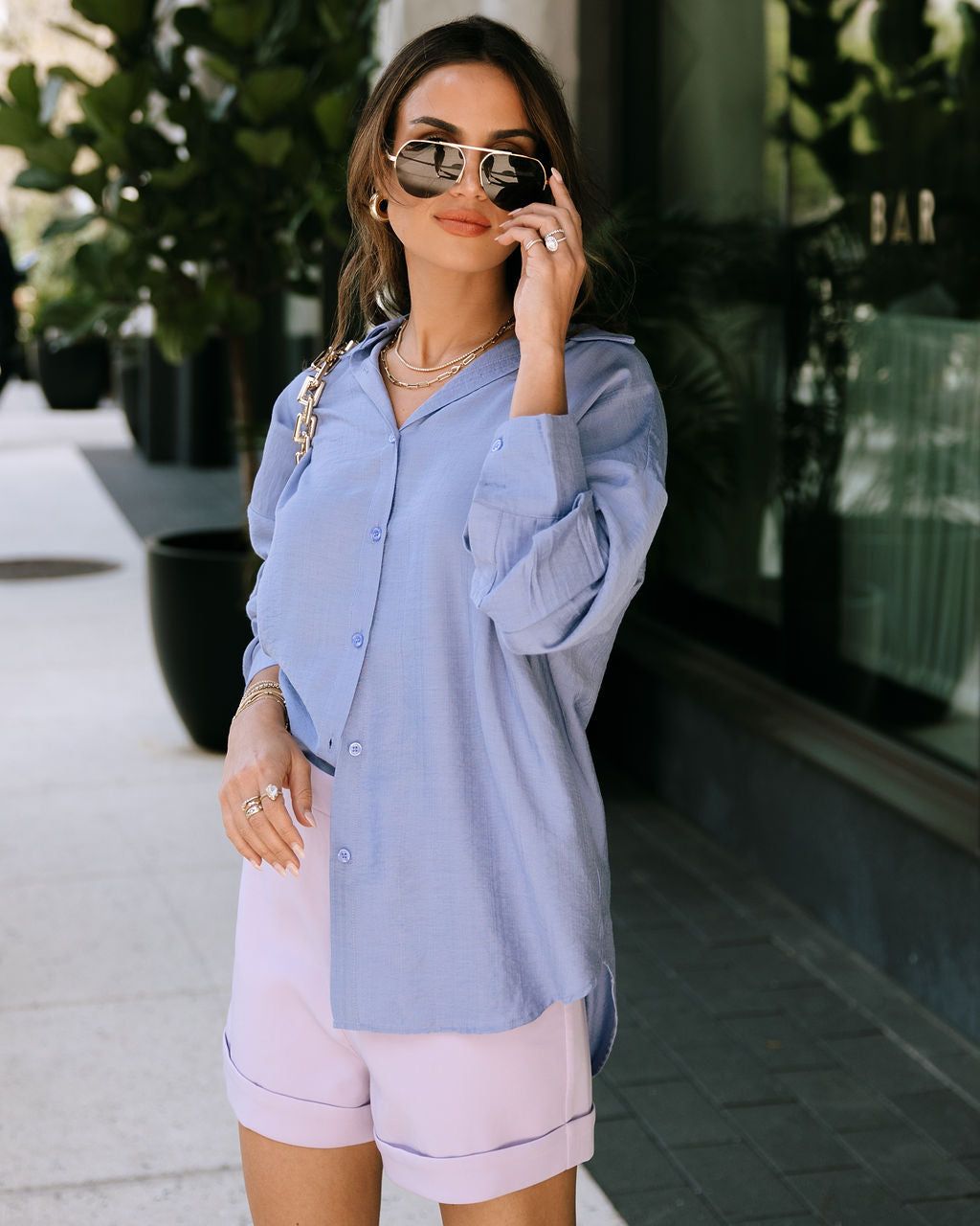 Yves Button Down Top - Periwinkle - FINAL SALE sold by Vici product image thumbnail 5