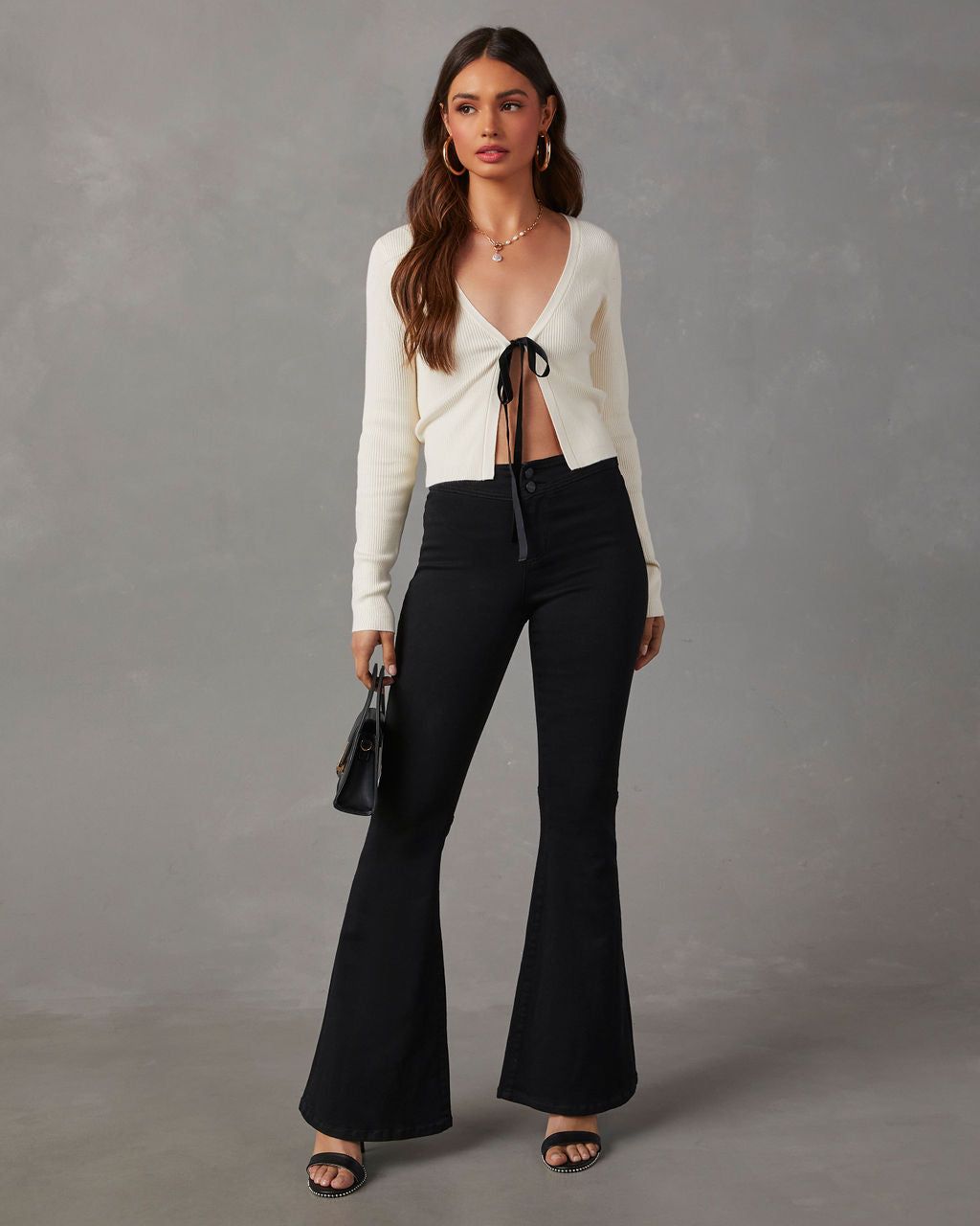 Fabiola Tie Front Ribbed Knit Top sold by Vici product image thumbnail 2