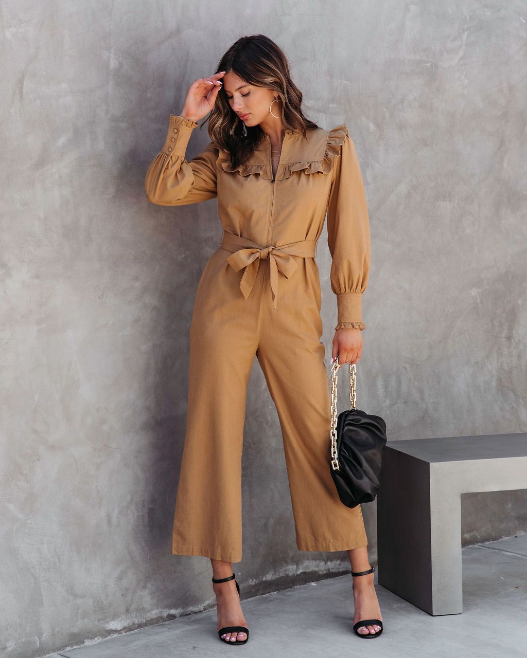 Nellie Pocketed Ruffle Jumpsuit sold by Vici product image thumbnail 3