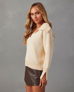 Avaleigh Collared Pullover Sweater - Ivory sold by Vici