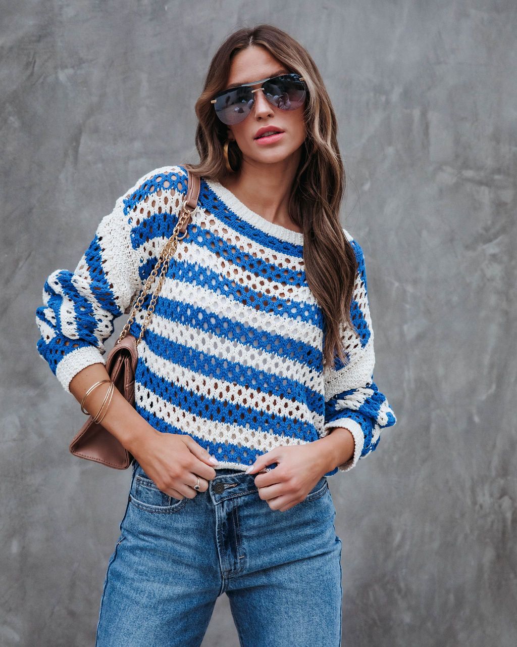 Tidal Wave Cotton Striped Sweater sold by Vici