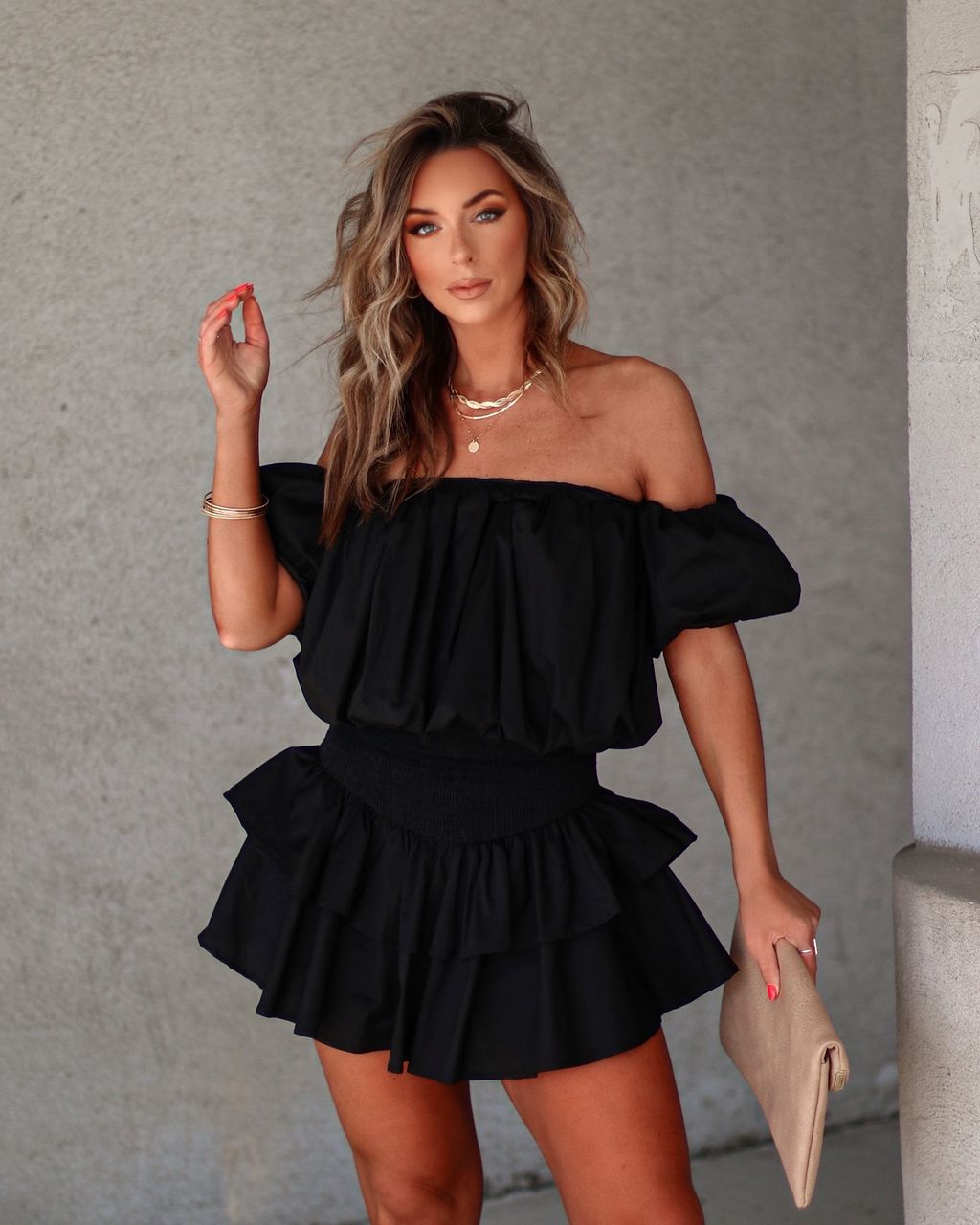 Celine Cotton Tiered Mini Skirt - Black - FINAL SALE sold by Vici