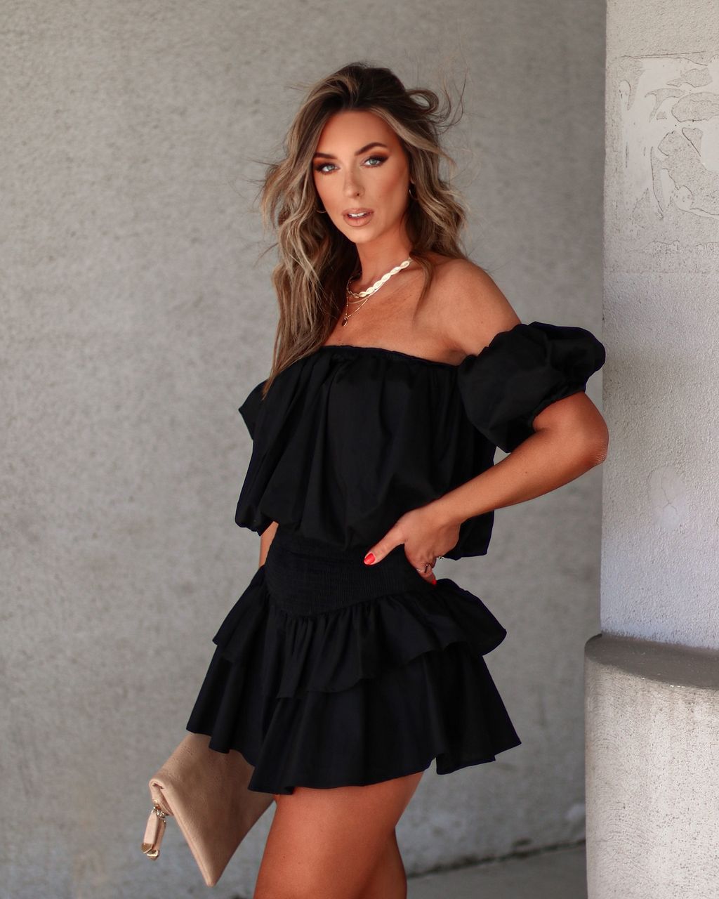 Celine Cotton Tiered Mini Skirt - Black - FINAL SALE sold by Vici product image thumbnail 6