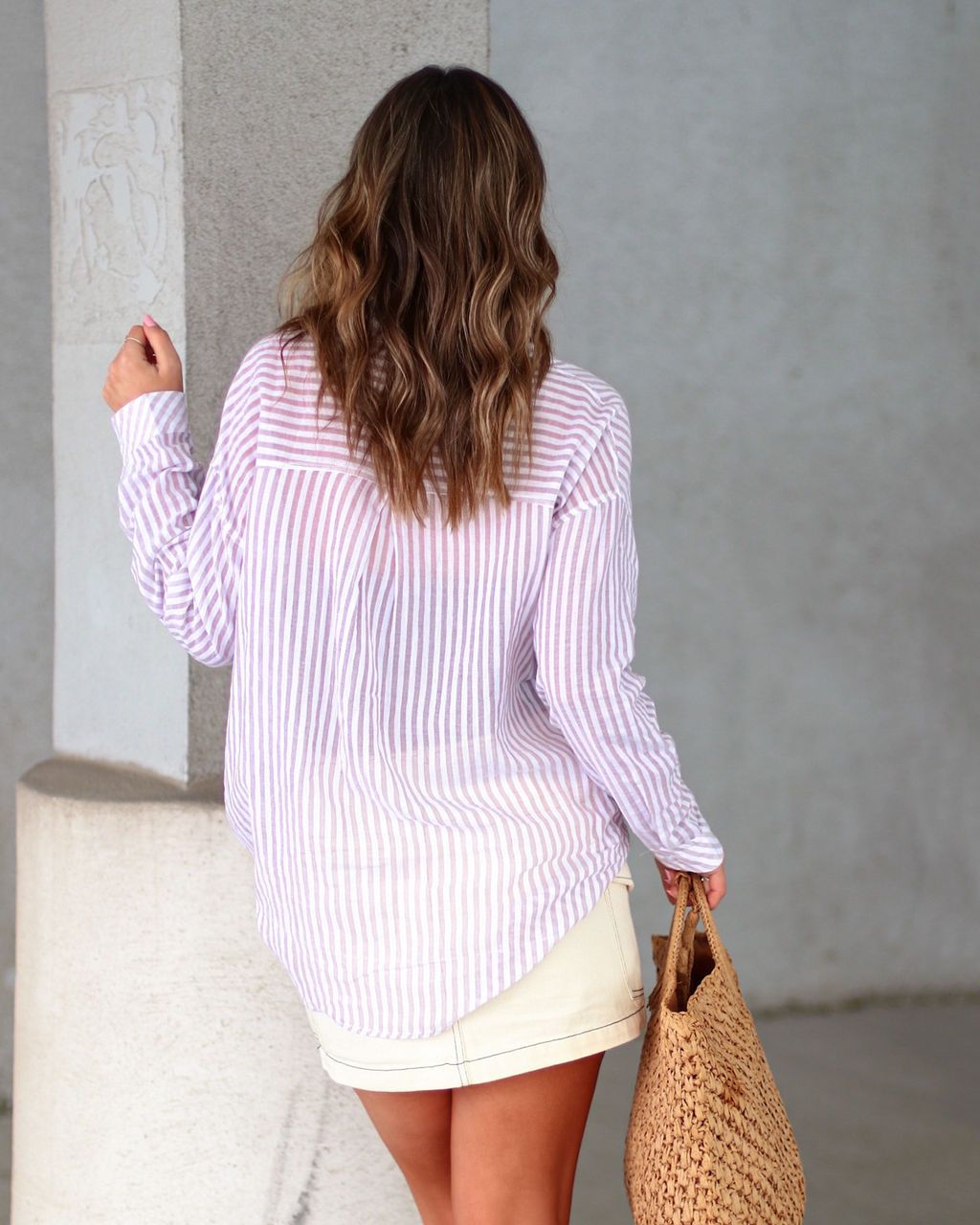 Brixley Cotton Stripe Button Down Top - Beige - FINAL SALE sold by Vici product image thumbnail 4