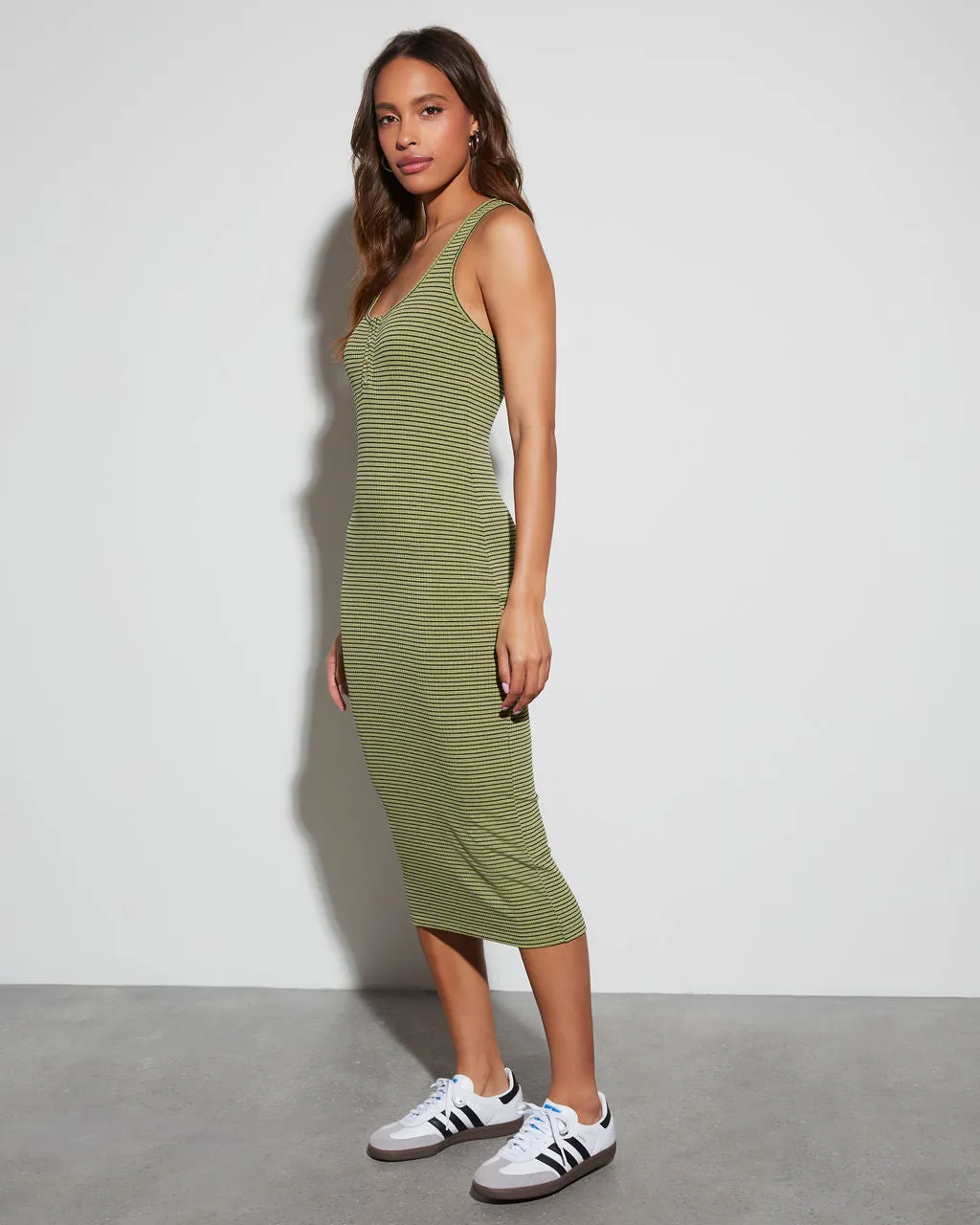 Rylie Striped Bodycon Midi Dress sold by Vici product image thumbnail 3